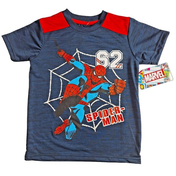 Marvel Spider-Man 2 Piece Set: T-shirt Blue‎ Shorts Size 6T New - Picture 2 of 15